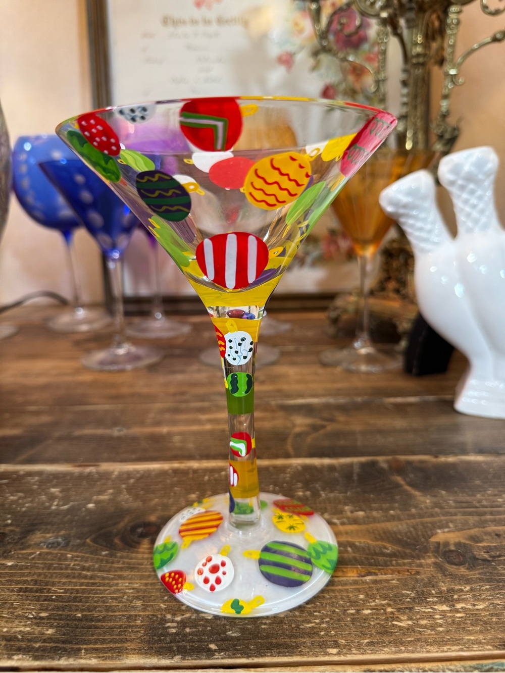 Lolita Hand-Painted Colorful Christmas Martini Glass - Multicolor